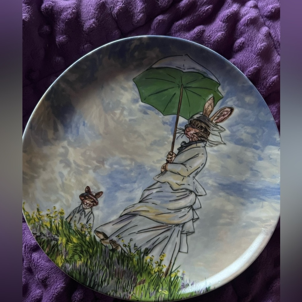 west elm dapper animal impressionist rabbit plate - Picture 3 of 3